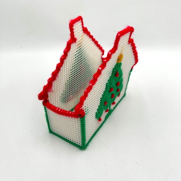 Vintage Christmas napkin holder. Handmade/ handcrafted kitsch kitchen card holde - Picture 2 of 8